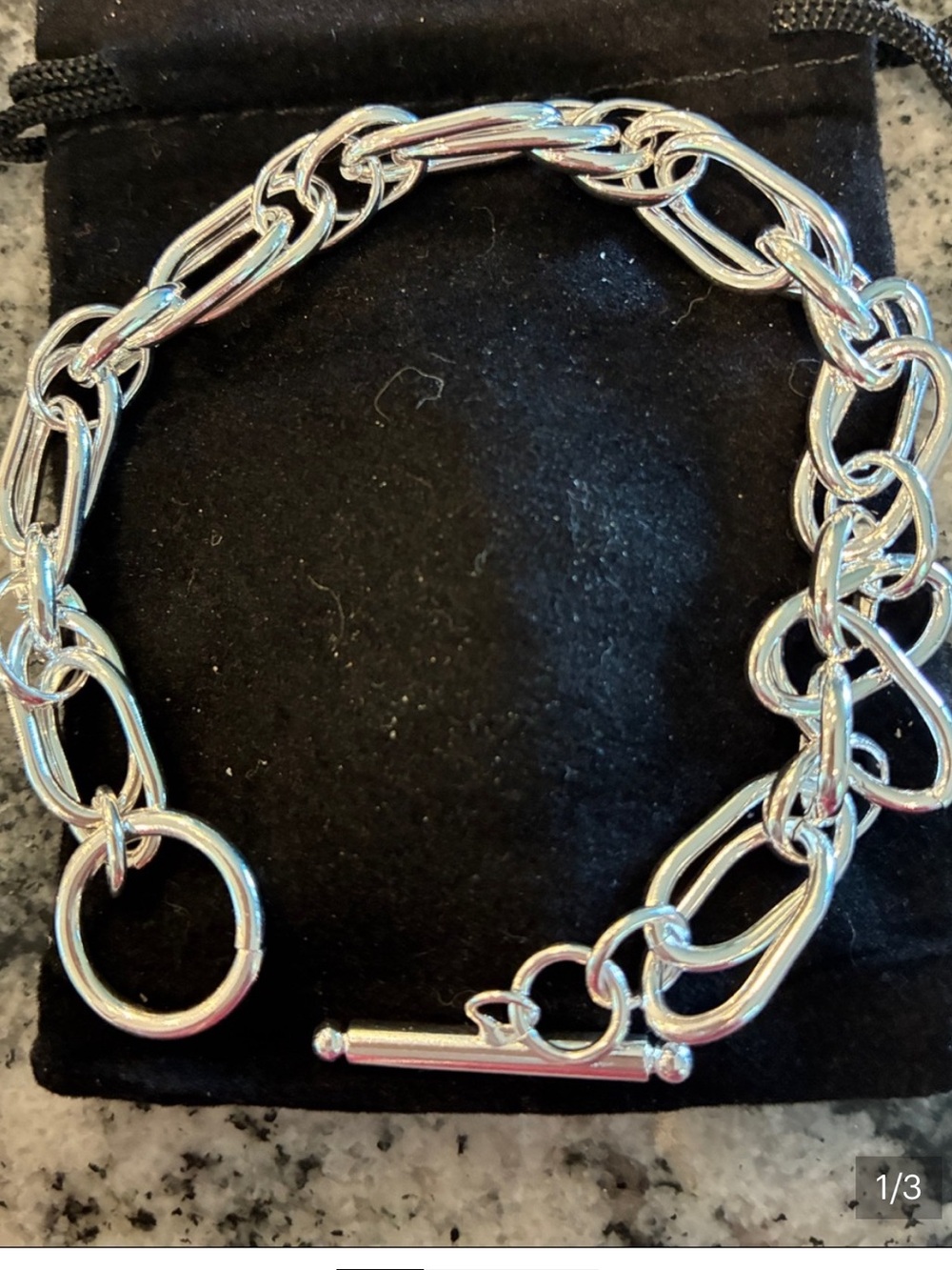 925 Sterling Silver Toggle Link Bracelet - Silver